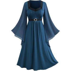 ROSE GAL Rosegal Plus Size Renaissance Costumes Dress for Women Medieval Fairy Halloween Dress(Blue_2)