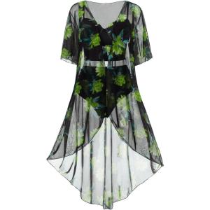 ROSE GAL Rosegal Plus Size Women 3 Piece Tankini Swimsuit Floral Print Underwire Push Up High Waisted Ruched Bathing Suit(Green_10)