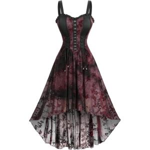 ROSE GAL Women Plus Size Renaissance Steampunk Corset Dress(Red_1)