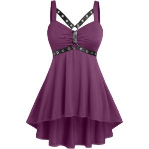 ROSE GAL Womens Plus Size Curve High Low Tank Tops Gothic Sleeveless Strap Tank Top(Purple_1)