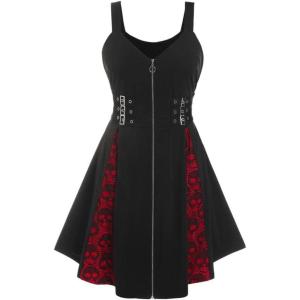 ROSE GAL Womens Plus Size Dresses Sleeveless V-Neck Gothic Vintage 50S Party Maxi Dress(Black_6)