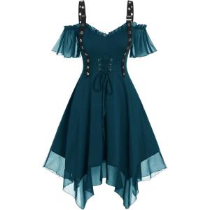 ROSE GAL Womens Plus Size Dresses Sleeveless Wrap Gothic Cocktail Rockabilly Weeding Party Dress(Blue_2)