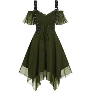 ROSE GAL Womens Plus Size Dresses Sleeveless Wrap Gothic Cocktail Rockabilly Weeding Party Dress(Green_1)