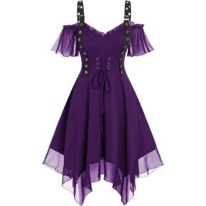 ROSE GAL Womens Plus Size Dresses Sleeveless Wrap Gothic Cocktail Rockabilly Weeding Party Dress(Purple_1)