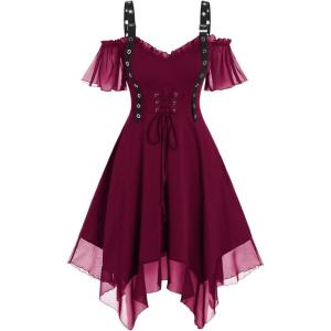 ROSE GAL Womens Plus Size Dresses Sleeveless Wrap Gothic Cocktail Rockabilly Weeding Party Dress(Red_1)