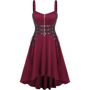 ROSE GAL Womens Plus Size Dresses Sleeveless Wrap Gothic Vintage 50S Spaghtti Strap Party Maxi Dress(Red_5)