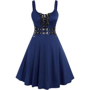 ROSE GAL Womens Plus Size Dresses Sleeveless Wrap Gothic Vintage 50S Spaghtti Strap Swing Maxi Dress(Blue_13)