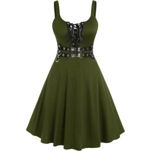 ROSE GAL Womens Plus Size Dresses Sleeveless Wrap Gothic Vintage 50S Spaghtti Strap Swing Maxi Dress(Green_15)