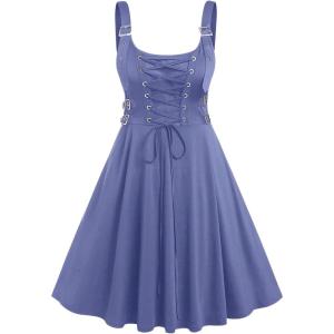 ROSE GAL Womens Plus Size Dresses Sleeveless Wrap Gothic Vintage 50S Spaghtti Strap Swing Maxi Dress(Purple_25)