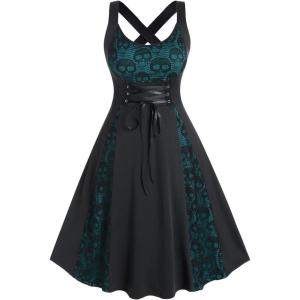 ROSE GAL Womens Plus Size Dresses Wrap V-Neck Gothic Vintage 50S Maxi Dress(Black_300)