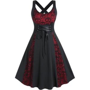 ROSE GAL Womens Plus Size Dresses Wrap V-Neck Gothic Vintage 50S Maxi Dress(Black_5)