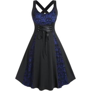 ROSE GAL Womens Plus Size Dresses Wrap V-Neck Gothic Vintage 50S Maxi Dress(Blue_10)