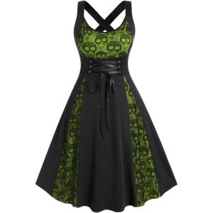ROSE GAL Womens Plus Size Dresses Wrap V-Neck Gothic Vintage 50S Maxi Dress(Green_10)