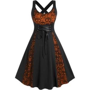 ROSE GAL Womens Plus Size Dresses Wrap V-Neck Gothic Vintage 50S Maxi Dress(Orange_10)