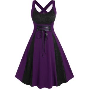 ROSE GAL Womens Plus Size Dresses Wrap V-Neck Gothic Vintage 50S Maxi Dress(Purple_11)