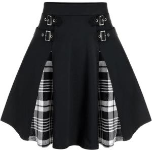 ROSE GAL Women’s Plus Size Gothic Mini Skirt High Waisted Short A-Line School Uniform Skirt(Black-4)