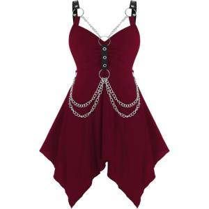 ROSE GAL Womens Plus Size Tunic Tops 2022 Fall Casual Long Sleeve T-Shirt Goth Shirt V Neck Loose Blouses Swing Tunic(Red)