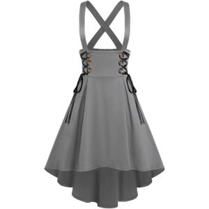 Rosegal Women’s Plus Size Gothic Mini Skirt Plaid Zipper Mini A Line Skirt(Gray)