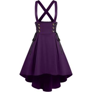 Rosegal Women’s Plus Size Gothic Mini Skirt Plaid Zipper Mini A Line Skirt(Purple)