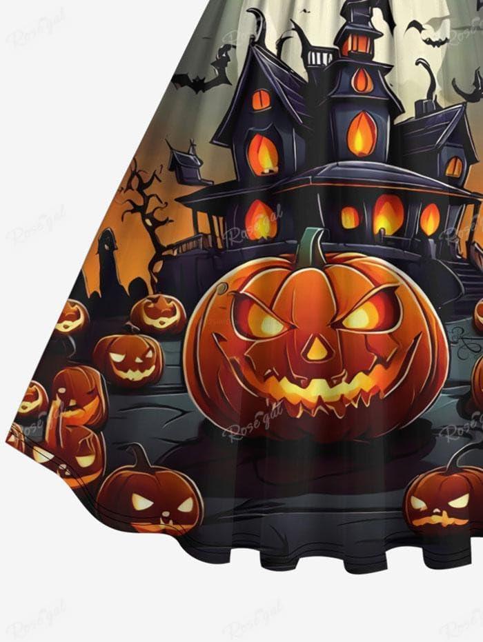 image:imageROSE GAL Matchable Couples Halloween Outfits Pumpkin Bats Printed Men Shirt or Plus Women Vintage Sleeveless DressWomen Black