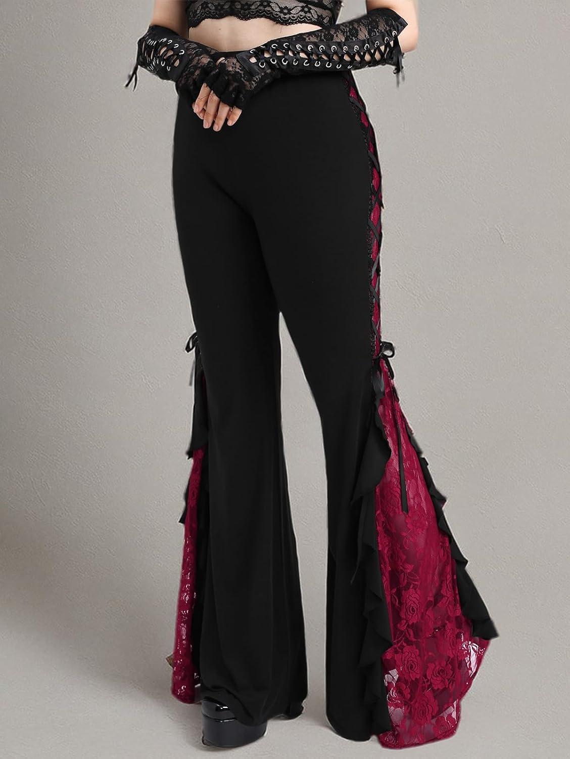 image:imageROSE GAL Rosegal Women Plus Size Bell Bottoms Gothic Flare PantsBlack1