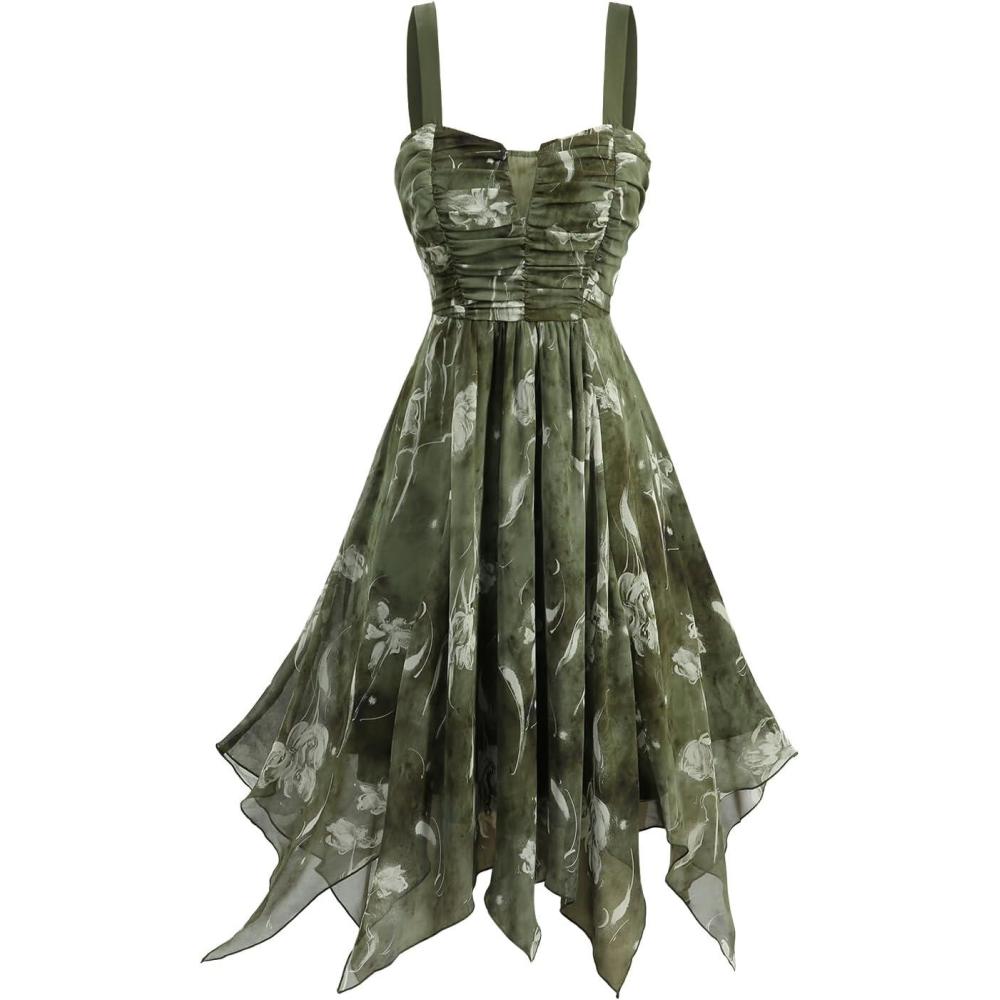 image:imageROSE GAL Plus Size Womems Summer Boho Flowy Sundress Backless Sleeveless DressGreen1