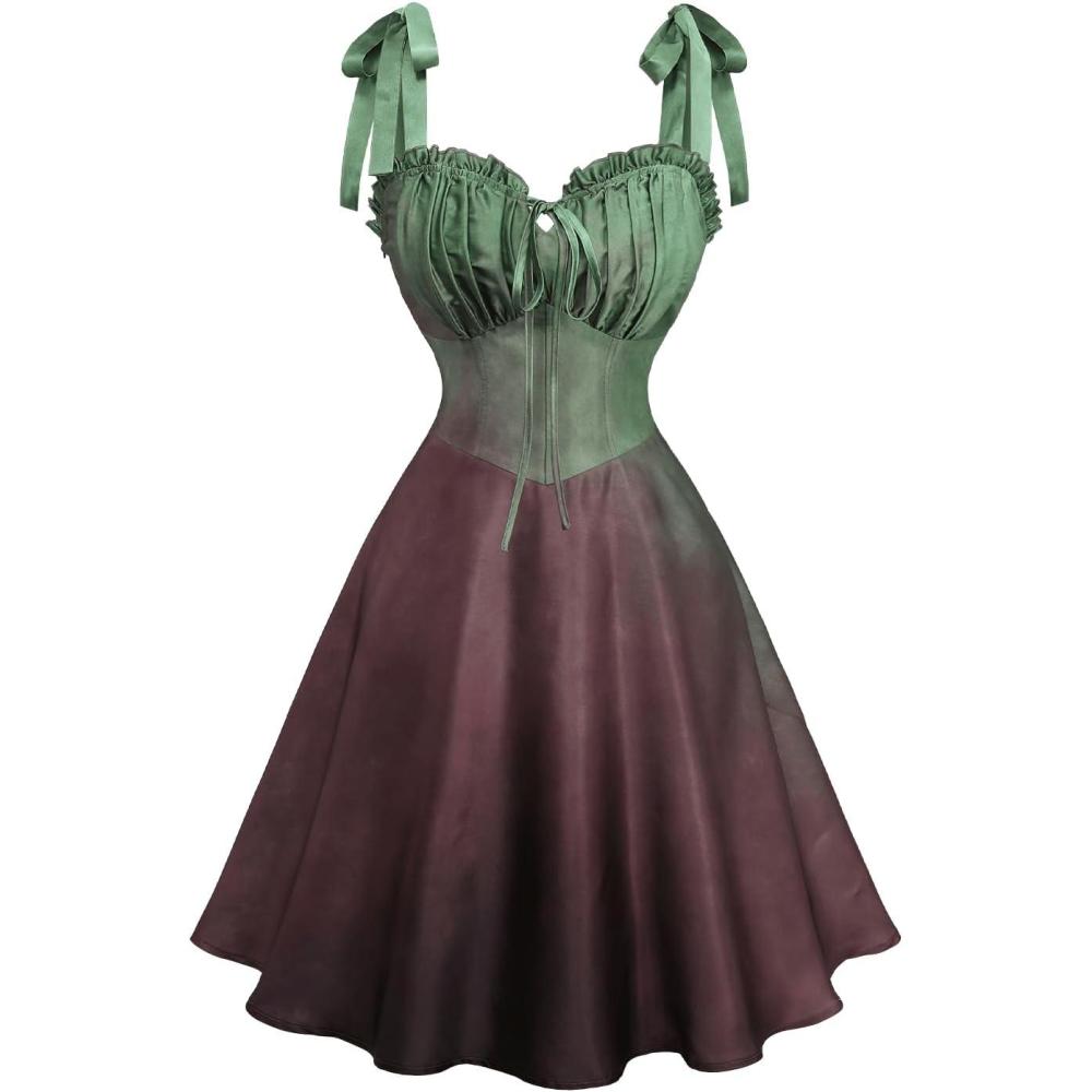 image:imageROSE GAL Plus Size Women Cocktail Corset Dress Selftie Straps Low Cut Ruffle Bustier Ombre SundressGreen