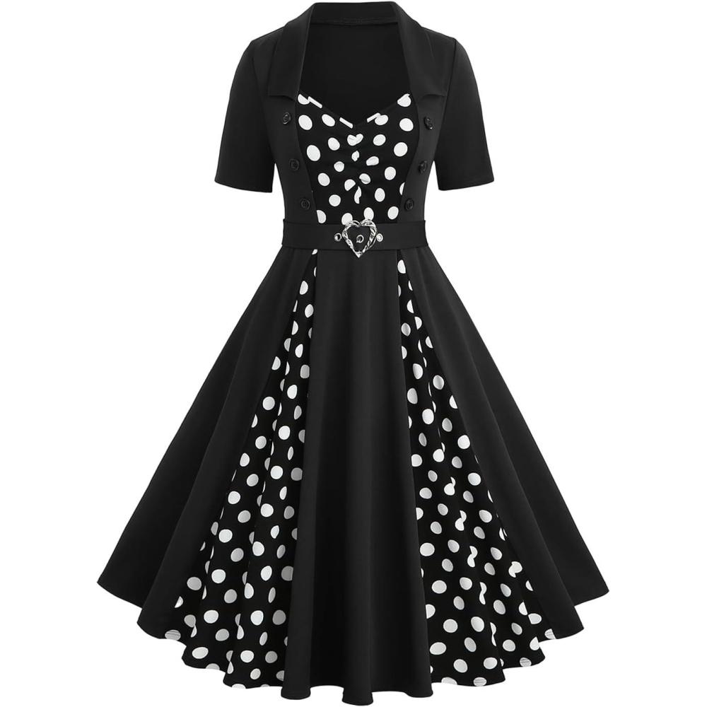 image:imageROSE GAL Plus Size Womens 1950s Retro Vintage Rockabilly Cocktail Party Swing DressesBlack1