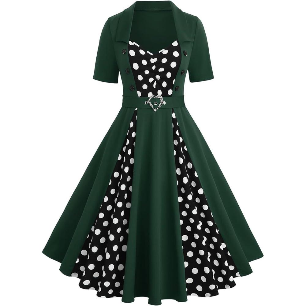 image:imageROSE GAL Plus Size Womens 1950s Retro Vintage Rockabilly Cocktail Party Swing DressesGreen2