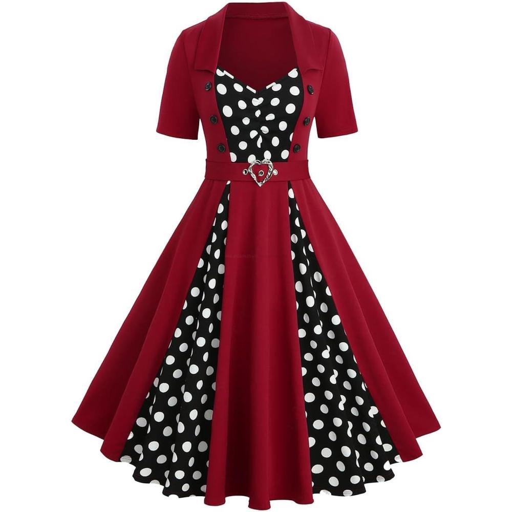 image:imageROSE GAL Plus Size Womens 1950s Retro Vintage Rockabilly Cocktail Party Swing DressesRed1