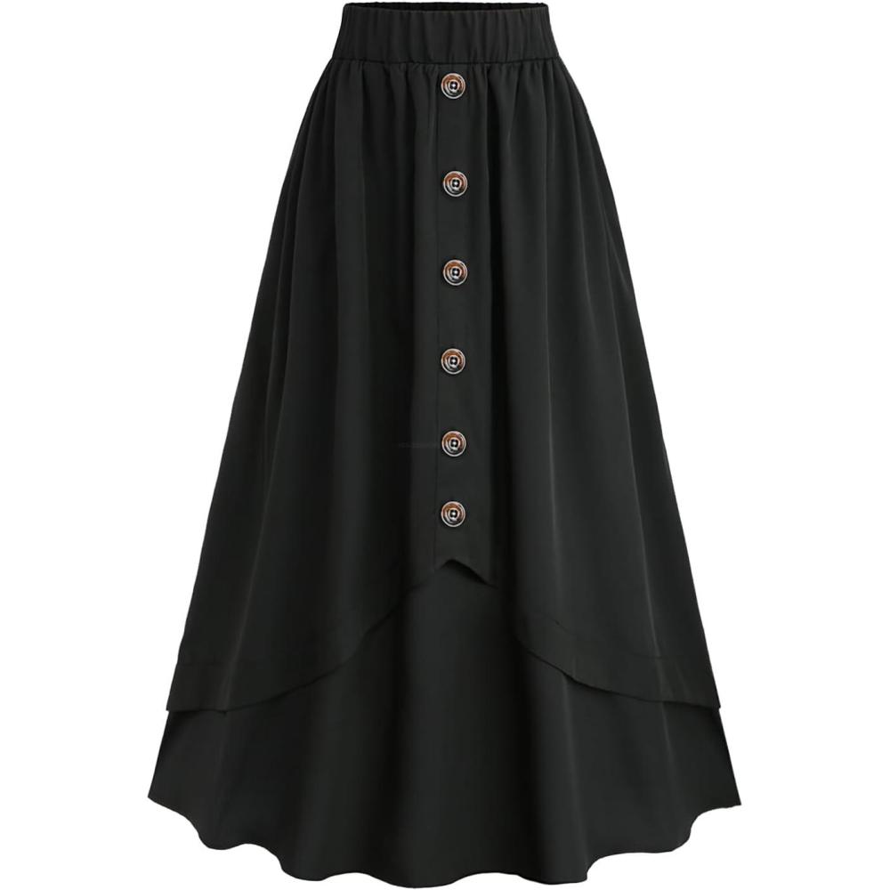 image:imageROSE GAL Plus Size Womens Vintage Renaissance Skirts with PocketsBlack1