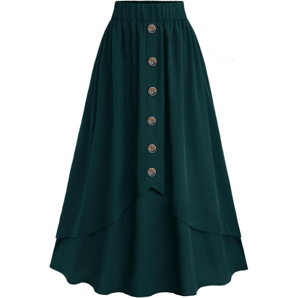 image:imageROSE GAL Plus Size Womens Vintage Renaissance Skirts with PocketsGreen2