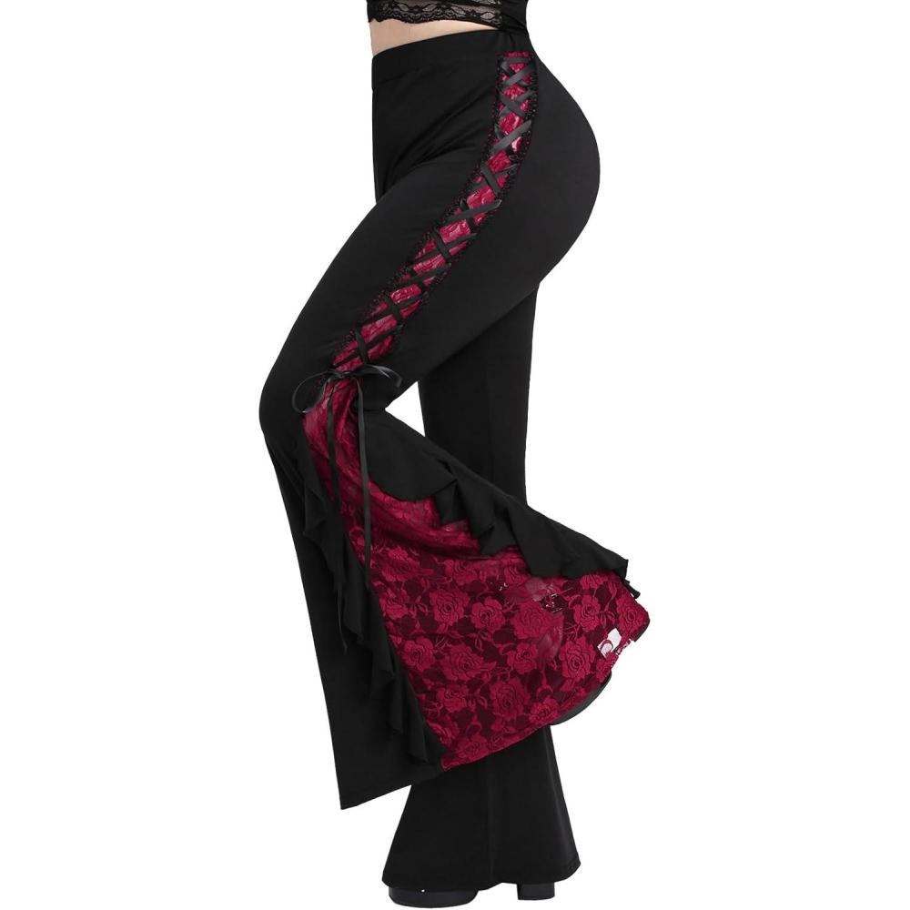 image:imageROSE GAL Rosegal Women Plus Size Bell Bottoms Gothic Flare PantsBlack1