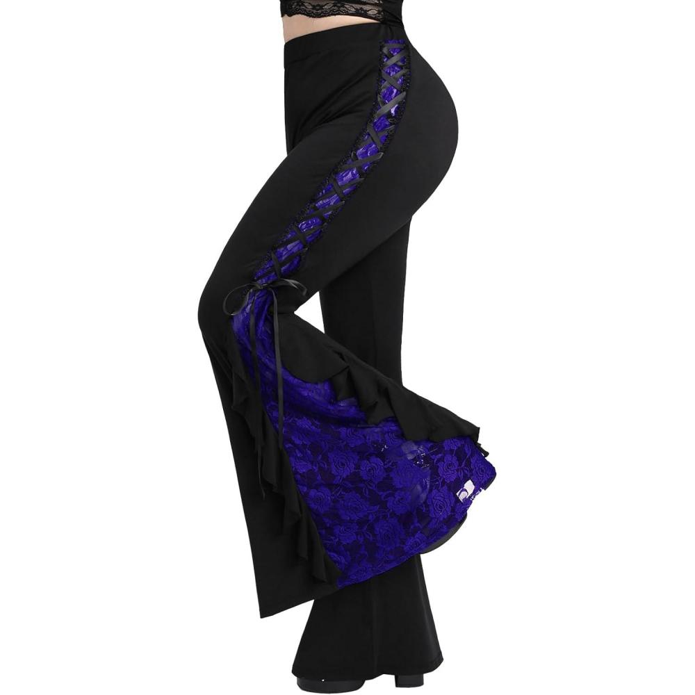 image:imageROSE GAL Rosegal Women Plus Size Bell Bottoms Gothic Flare PantsBlue1