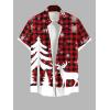 Matchable Couple Christmas Tree Elk Snowflake Plaid Print Shirt or Plus Size Knee Length Fit and Flare Retro Xmas Dress(Women Red)