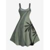 ROSE GAL Matchable Couple Hawaiian Coconut Tree Print Shirt or Plus Size Knee Length Fit and Flare Tank Dress(Men Green)
