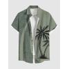 ROSE GAL Matchable Couple Hawaiian Coconut Tree Print Shirt or Plus Size Knee Length Fit and Flare Tank Dress(Men Green)