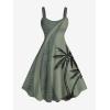 ROSE GAL Matchable Couple Hawaiian Coconut Tree Print Shirt or Plus Size Knee Length Fit and Flare Tank Dress(Men Green)