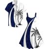 ROSE GAL Matchable Couple Hawaiian Coconut Tree Print Shirt or Plus Size Knee Length Fit and Flare Tank Dress(Men White_1)