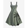 ROSE GAL Matchable Couple Hawaiian Coconut Tree Print Shirt or Plus Size Knee Length Fit and Flare Tank Dress(Women Green)