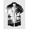 ROSE GAL Matchable Couple Hawaiian Coconut Tree Print Shirt or Plus Size Midi Cold Shoulder Dress(Men Black)