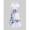 ROSE GAL Matchable Couple Hawaiian Coconut Tree Print Shirt or Plus Size Midi Cold Shoulder Dress(Men White)