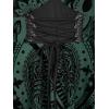 ROSE GAL Plus Size Gothic Lace Up Flocking Floral Layered Cold Shoulder Flowy Dress(Green)