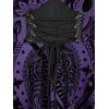 ROSE GAL Plus Size Gothic Lace Up Flocking Floral Layered Cold Shoulder Flowy Dress(Purple)