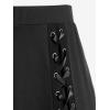 ROSE GAL Plus Size Gothic Lace Up Two Tone Godet Hem Midi A Line High Waisted Skirt(Black)