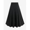 ROSE GAL Plus Size Gothic Lace Up Two Tone Godet Hem Midi A Line High Waisted Skirt(Black_5)