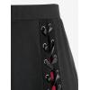 ROSE GAL Plus Size Gothic Lace Up Two Tone Godet Hem Midi A Line High Waisted Skirt(Black_5)
