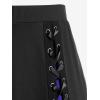 ROSE GAL Plus Size Gothic Lace Up Two Tone Godet Hem Midi A Line High Waisted Skirt(Blue)