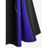 ROSE GAL Plus Size Gothic Lace Up Two Tone Godet Hem Midi A Line High Waisted Skirt(Blue)