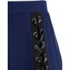 ROSE GAL Plus Size Gothic Lace Up Two Tone Godet Hem Midi A Line High Waisted Skirt(Deep Blue)